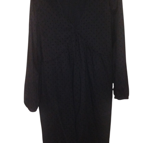 Old Navy Womens Black Eyelet Long Sleeve Peasant Dress Size L Tall - Picture 3 of 7